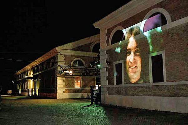 Yoko Ono, Smile, projection on MACRO Testaccio, 2010, STUDIO STEFANIA MISCETTI, exhibition view