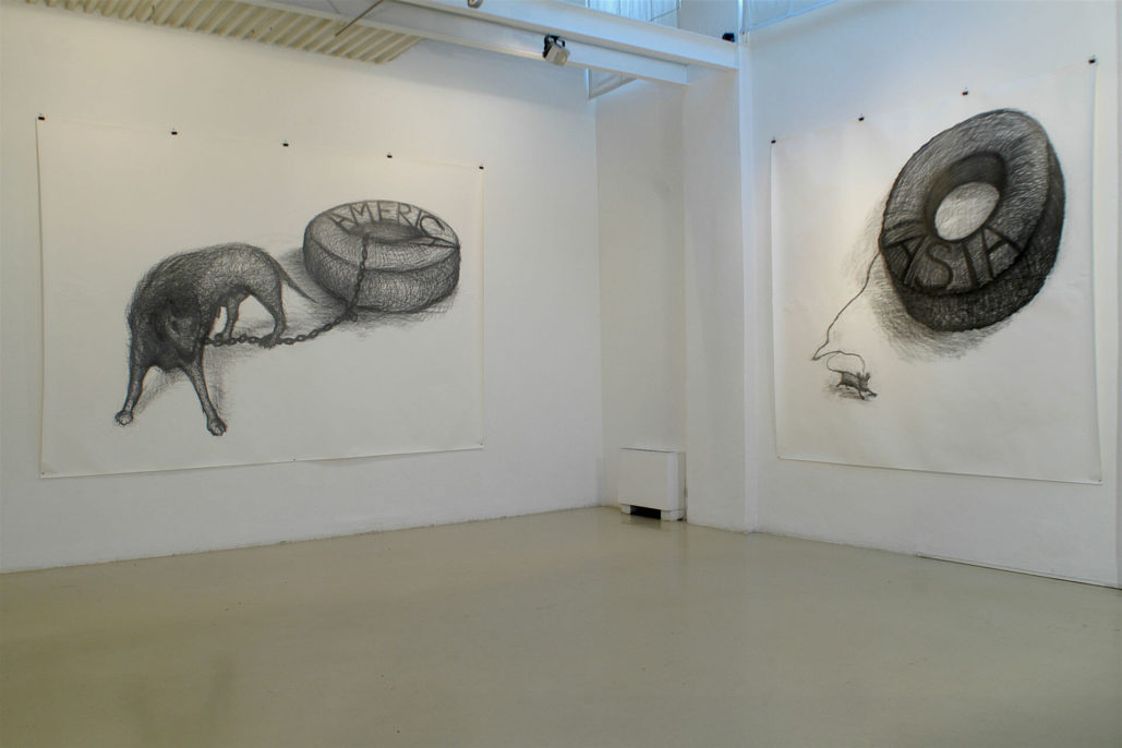 Paolo Canevari, Continenti, 2007, Studio Stefania Miscetti, exhibition view, photo by Humberto Nicoletti Serra
