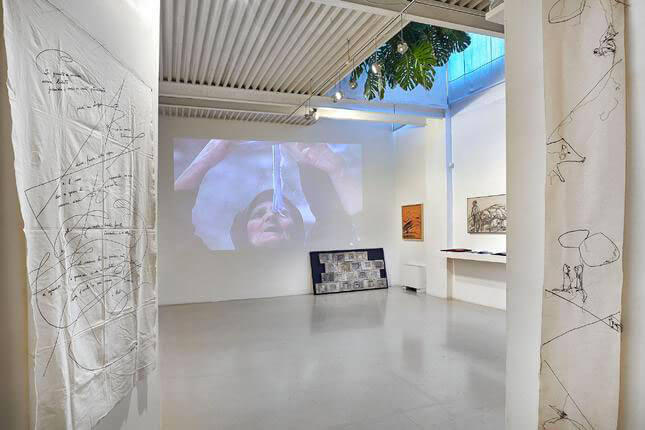 Maria Lai, Pagine, 2018, STUDIO STEFANIA MISCETTI, exhibition view, photo by Simon d'Exéa