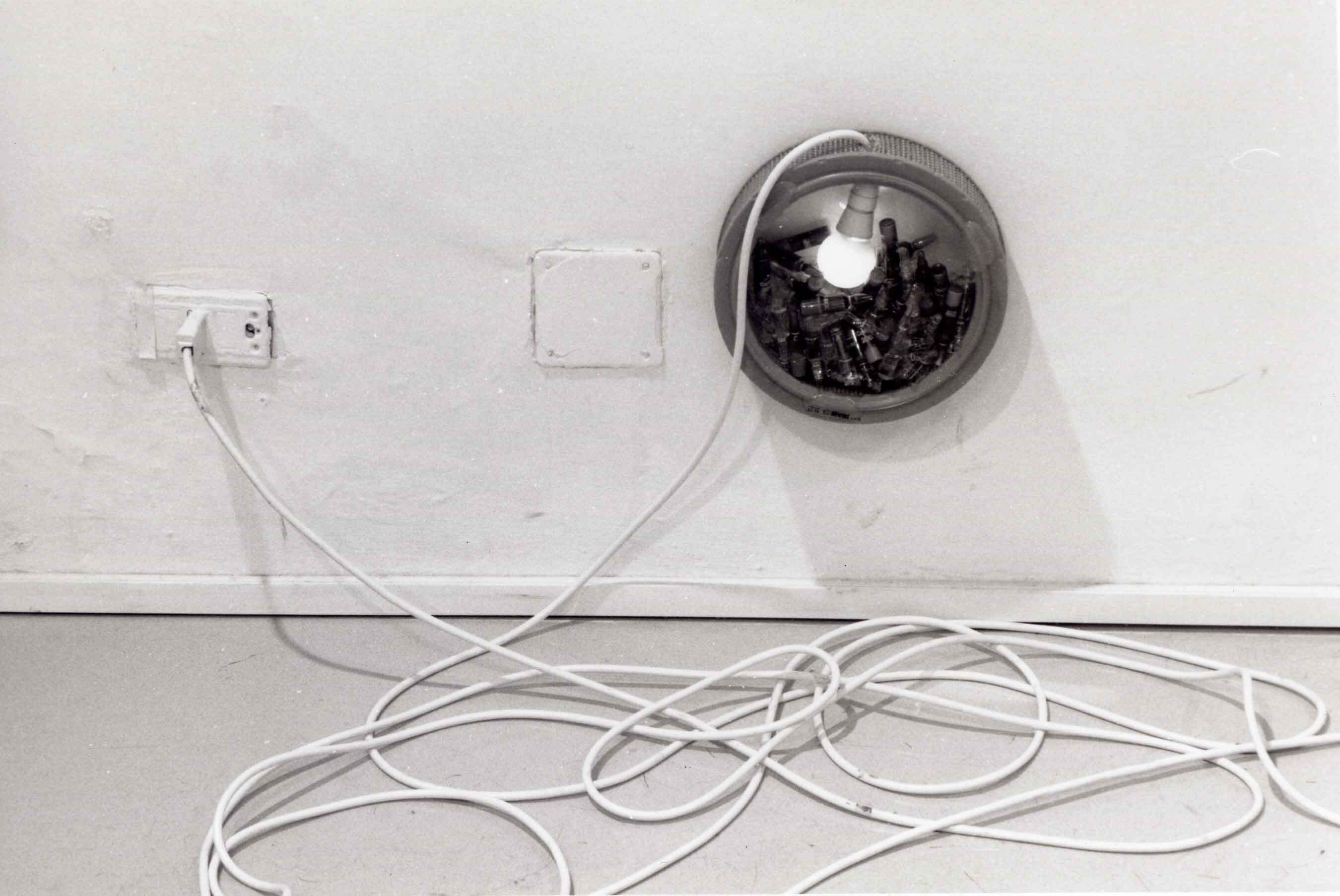 Claudio Pieroni, Sala Macchine, steel, pvc tube, air compressors, wooden elements and drawings, 1992, STUDIO STEFANIA MISCETTI, detail